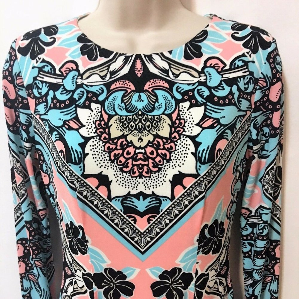 Maggy London Dress Vtg Stretch Knit Midi Mod Sz 2